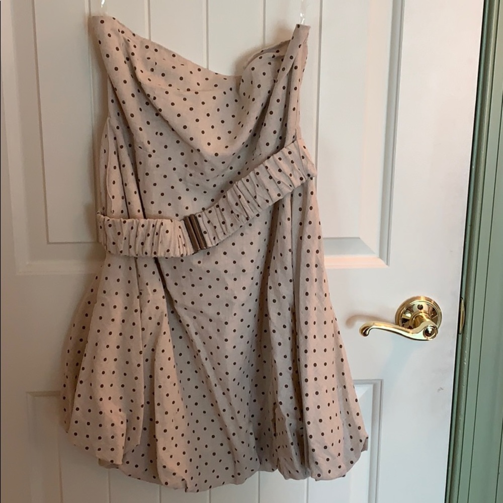 Strapless polka dot dress